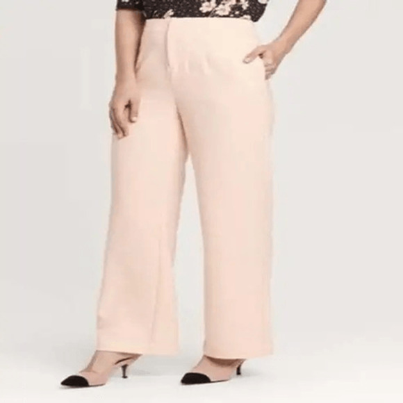 Who What Wear Tapioca Cream Blush Wide Leg Trouser Pants Women's Size 6 Nwt - Picture 1 of 8